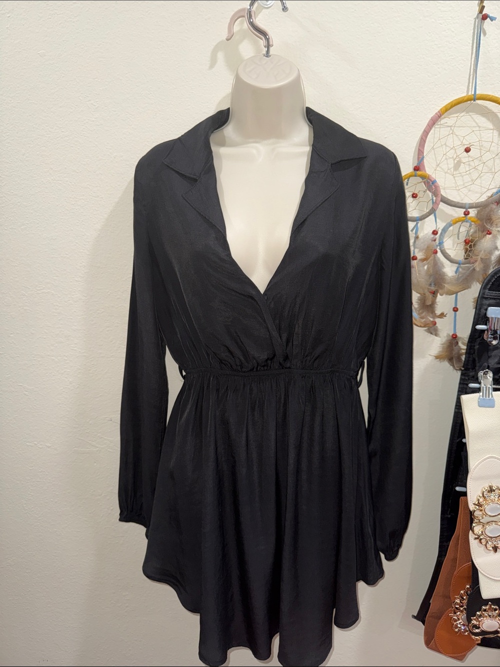Better Be Black Long-Sleeve V-Neck Tunic